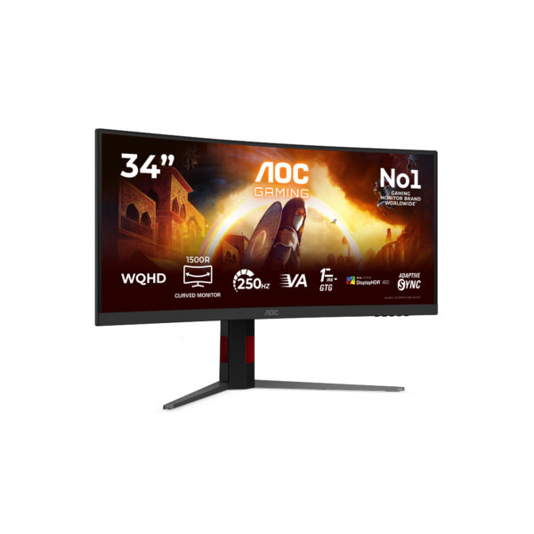 Монитор AOC CU34G4ZCA, 34" Curved VA, 3440x1440, USB хъб