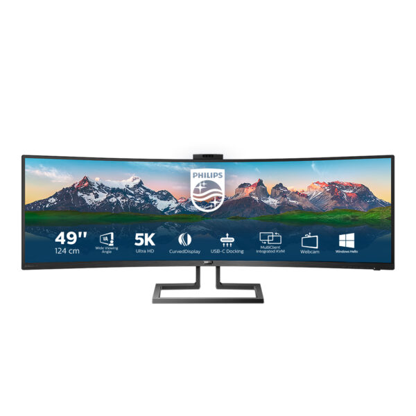 Монитор Philips 499P9H, 49" Curved VA, 5120x1440 60Hz