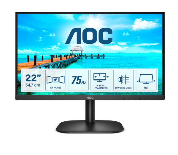 Монитор AOC 22B2H, 21.5" VA, 1920x1080 75Hz