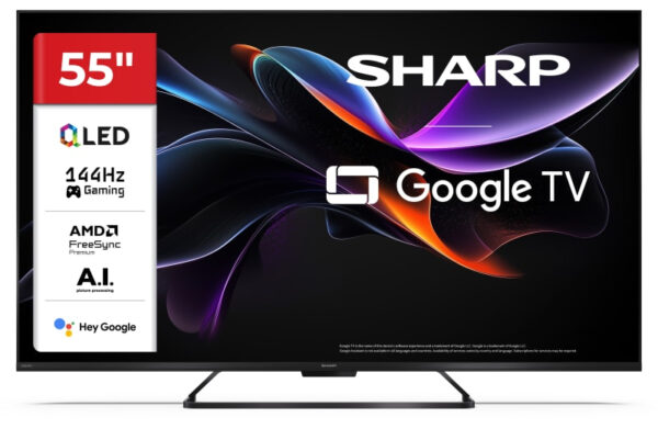 Телевизор Sharp 55HR7265E, 55" QLED 4K 144Hz Google TV